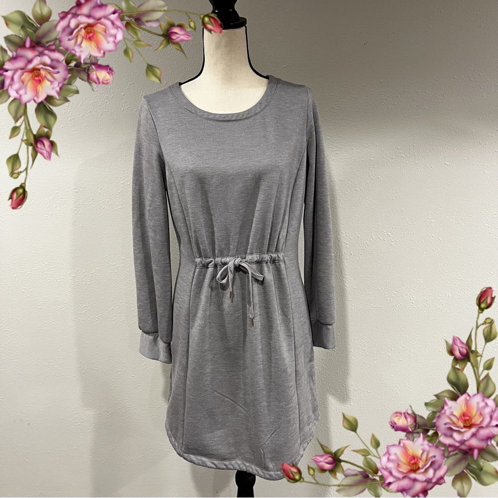 Long sleeve grey sweater dress